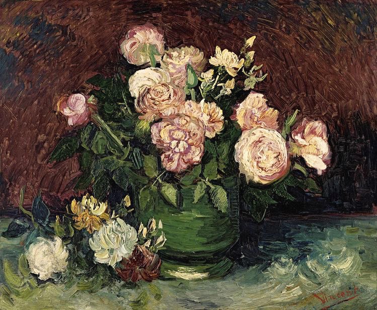 sophrisyne's tweet image. Bowl with Peonies and Roses by Vincent van Gogh