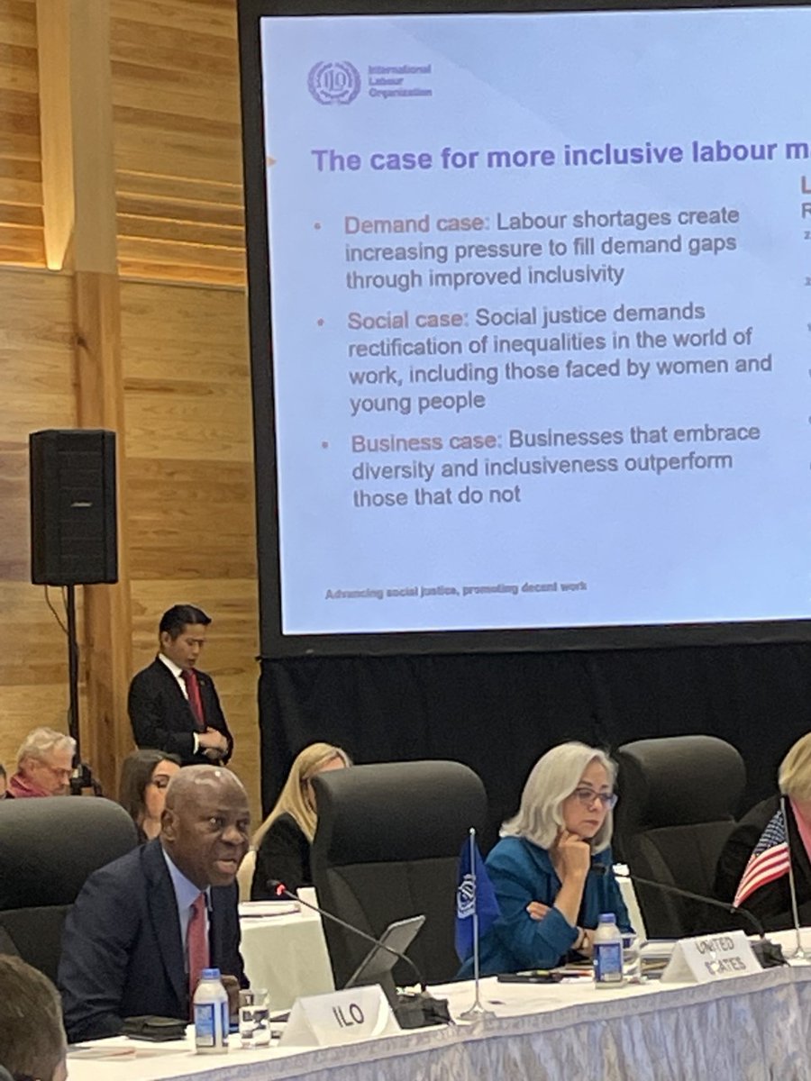 My first statement at #G7 Labour &amp; Employment Ministers meeting in #Japan focused on women &amp; youth.

There are clear demand-side, business &amp; social value arguments for inclusive labour markets that bring in under-represented groups.

Greater equality &amp; job quality works for all.