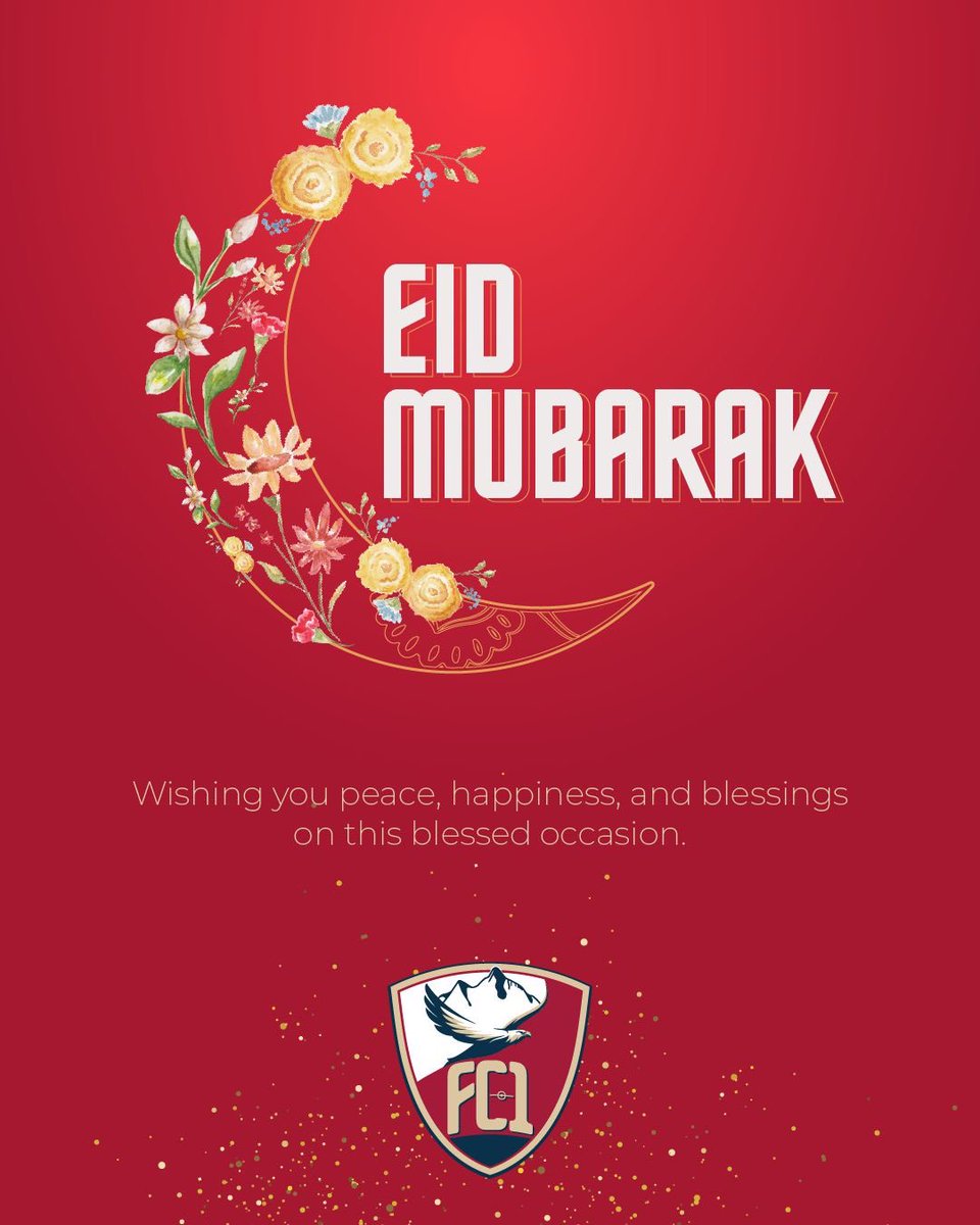 Eid Mubarak to all our fans and supporters! May this joyous occasion bring you and your loved ones peace, happiness, and blessings. let us remember those who are less fortunate and extend a helping hand to those in need. We wish you a very happy Eid! #EidMubarak #FC1Kashmir