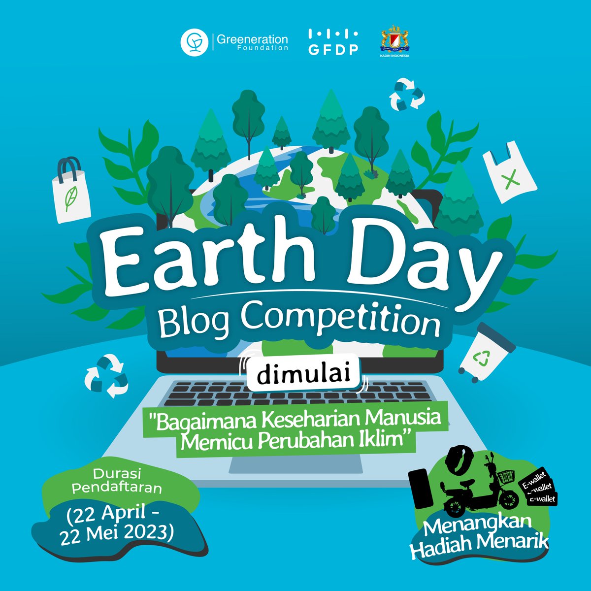 greenerationid's tweet photo. Memperingati hari bumi tahun 2023, Greeneration Foundation mengajak kalian untuk ikut serta dalam blogger competition dengan tema "Bagaimana keseharian manusia mempengaruhi perubahan iklim"

Tunggu apa lagi? Segera daftarkan dirimu melalui tautan berikut:

https://t.co/9WdcDq3xKQ https://t.co/xfwjTk4I02