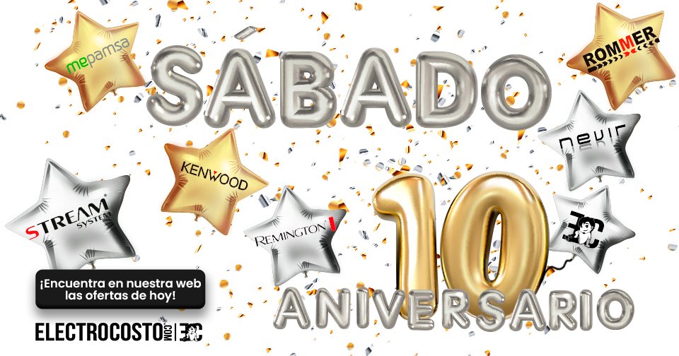 Electrocosto's tweet photo. 🎉Penúltimo día de Aniversario🎉

¡¡Recta final del #10aniversarioec pero como siempre, con las mejores marcas🔝

Disfruta de #descuentos especiales en una gran selección de productos 💥TOP💥 #mepamsa #nevir #Kromsline #Nibels #remington y más 

⌛Solo hoy hasta las 23:59h https://t.co/h2TbG4RUiR