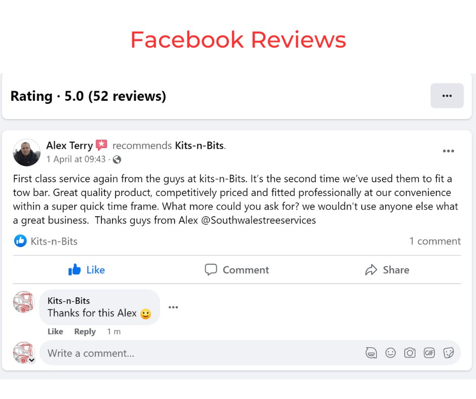 KitsnBits's tweet photo. We often share our Google reviews, but not our Facebook reviews. Well, they're just as good and we're currently rated 5* across 52 reviews. That'll do! 👏👏

#AutomotiveTechnologySpecialists #CarTech #VanTech #AftermarketTech #SouthWales https://t.co/YHIxRg8n1f