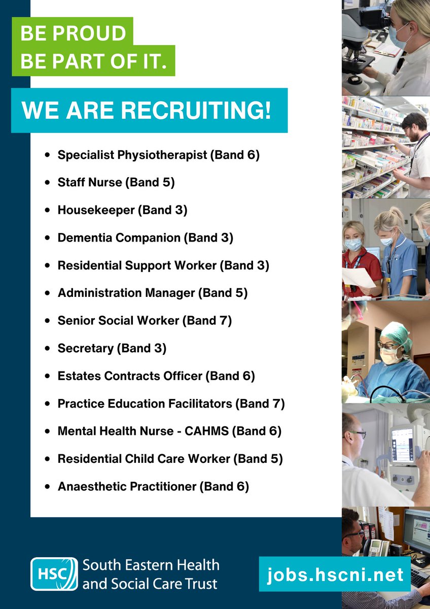 setrust's tweet photo. Check out our top jobs of the week 👇 

For all current vacancies and to apply visit: https://t.co/apBJQhnyP8

For any queries you can contact the recruitment team on 028 9536 2998 or email recruitment.ssc@hscni.net 

#TeamSET #SETLeadership https://t.co/kljrOfVMxs