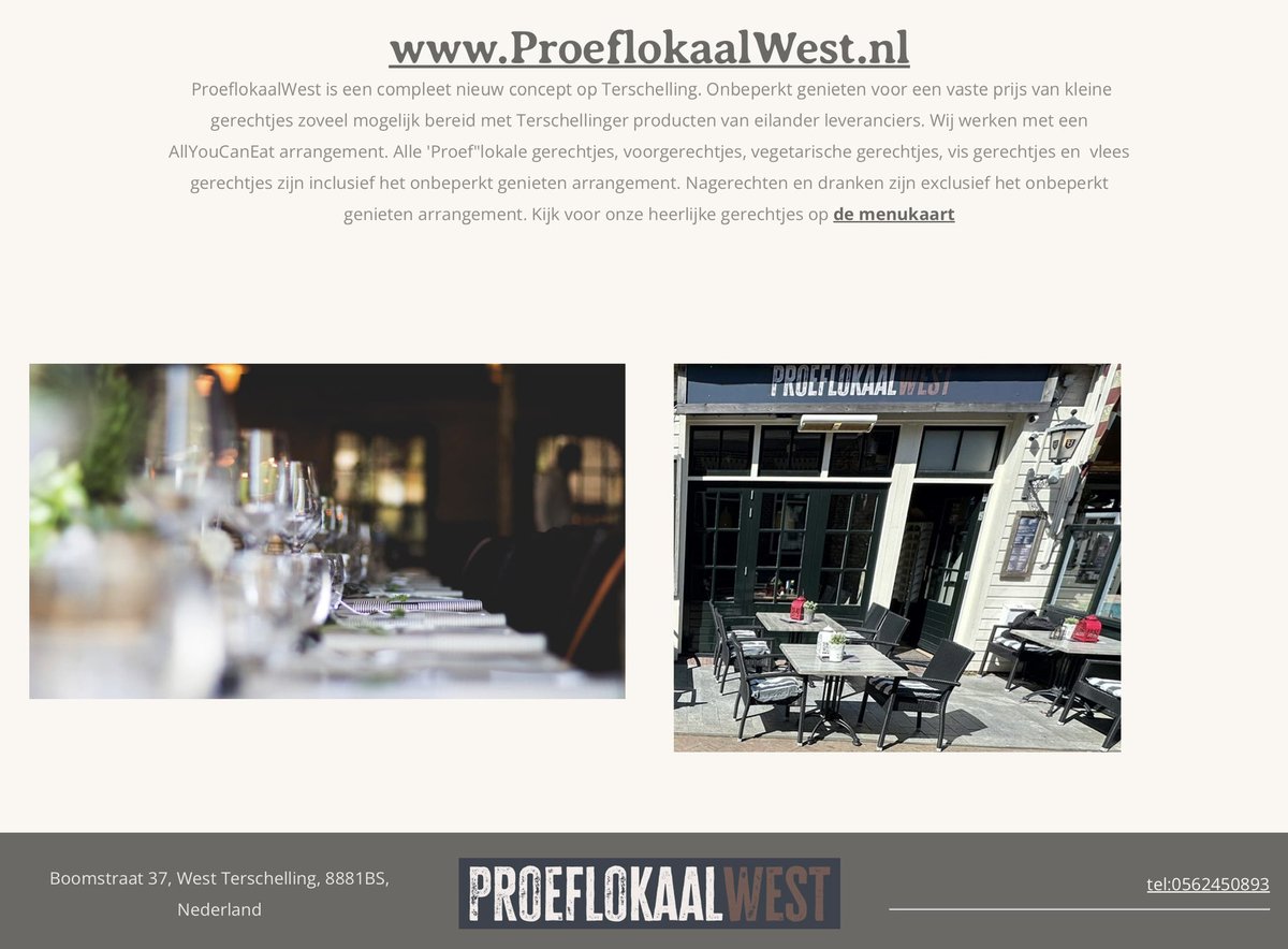 ProeflokaalWest's tweet photo. ProeflokaalWest is een compleet nieuw concept op Terschelling. Onbeperkt genieten voor een vaste prijs van kleine gerechtjes zoveel mogelijk bereid met Terschellinger producten van eilander leveranciers. https://t.co/3BubB6gB8S