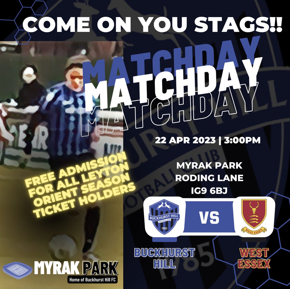 IT'S MATCHDAY!!
Home sweet home! 🏠 The Stags are back and ready to take on the pitch 💪 Let's fill up the ground and show our support for the boys! 🔊 
Get ready for a day filled with football, passion, and community! 
#COYStags #BuckhurstHill