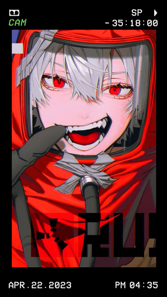 kuzuha (nijisanji) red eyes hood solo 1boy hood up male focus fangs  illustration images