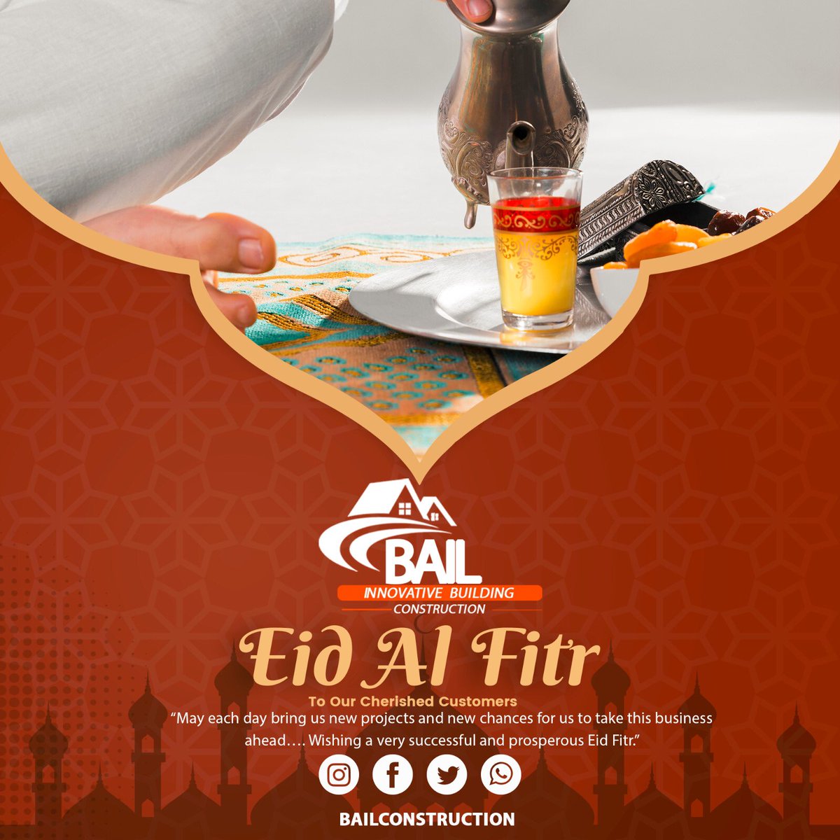 od_tio's tweet photo. BAIL INNOVATIVE BUILDING AND CONSTRUCTION wishes all Muslims around the globe a Happy Ed Mubarak💯🫱🏾‍🫲🏿 https://t.co/It6S78Qw2O