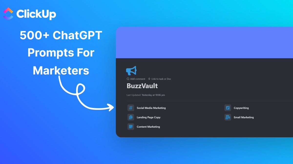 shushant_l's tweet photo. I've prepared a resource that has 500+ ChatGPT prompts for marketers.

It can help you save 100+ hours of manual work.

It is FREE for 24 hours.

To get it,
1. Like
2. Retweet
3. Comment '🚀'

I'll send it to you.

You must be following me or I can't send it. https://t.co/iuHWpHRqaf