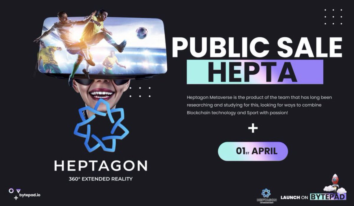 Heptagoncorp's tweet photo. 🔥 **$HEPTA PUBLIC SALE IS GOING ON🔥

🌟 Do not miss public sale opportunities Heptagon's $HEPTA Tokens one of the leaders in Sports Metaverse!

Total Supply: 320.000 $HEPTA 
Don’t be late and buy from @bytepad https://t.co/8HWXJW0Cmk