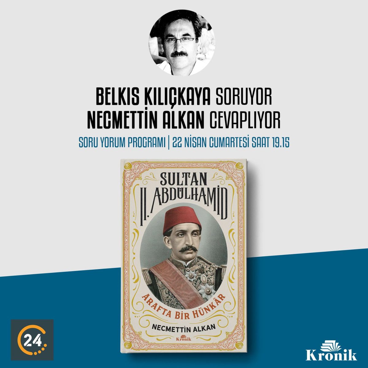 KronikKitap's tweet photo. Yazarımız @NecmettinA29, bu akşam “Soru-Yorum” programında @BelksKlkaya’nın konuğu oluyor. @yirmidorttv, 19.15. https://t.co/4d7v3zbZdS