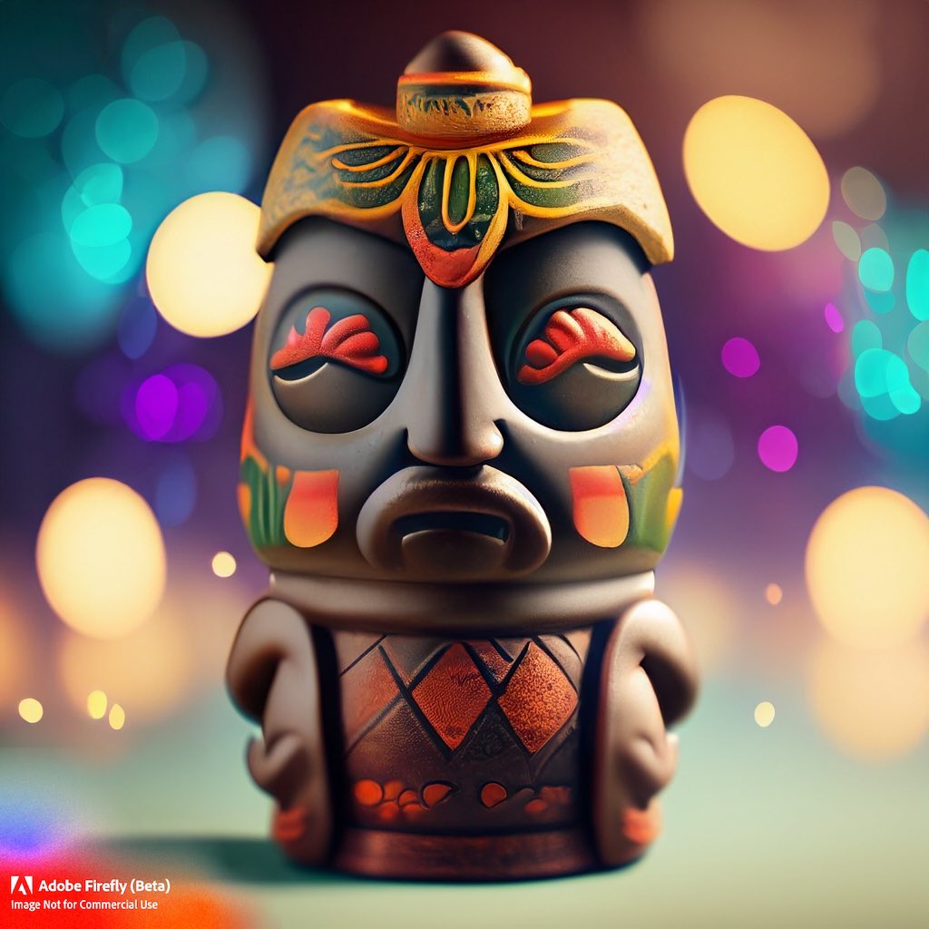 richtacular's tweet photo. Ceramic tikis made using #AdobeFirefly Really impressed by the texture quality and bokeh backgrounds. https://t.co/xlzg2IFoIq