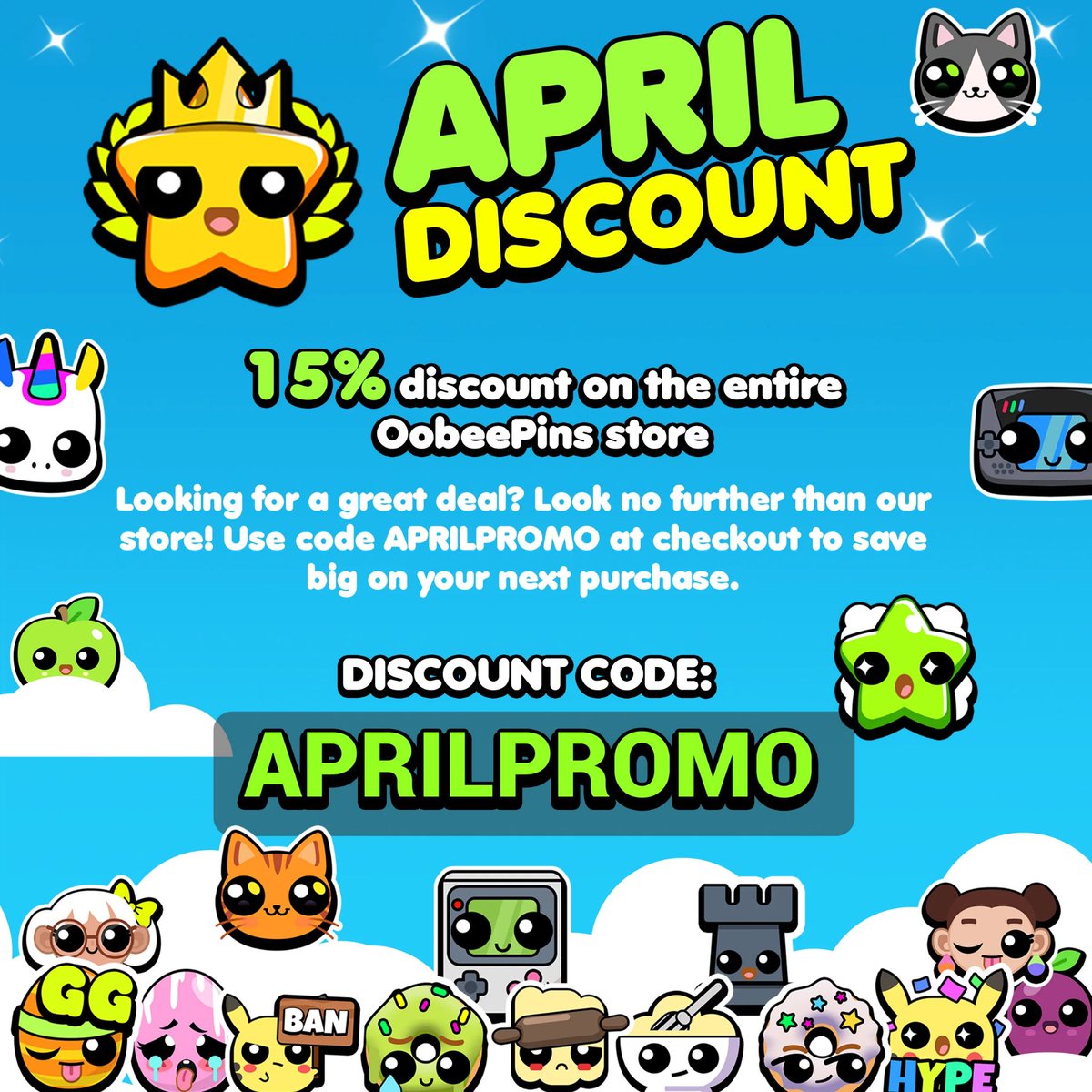 OobeePins's tweet photo. Looking for a great deal? Look no further than our store! Use code APRILPROMO at checkout to save big on your next purchase. 

#TwitchBadges #BadgePromotion #StreamerBadges #CustomBadges #TwitchAffiliate #TwitchPartner #SubBadges #Emotes #GamerCommunity #StreamingCommunity https://t.co/Z2IDqx8Vly