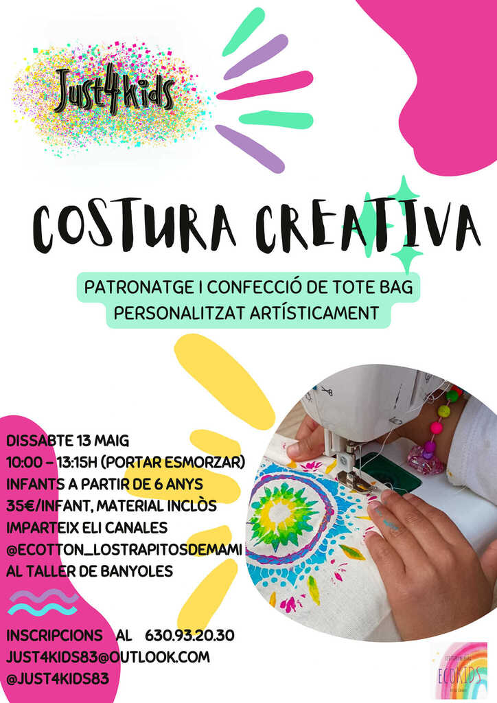 ActivitatsInfan's tweet photo. Taller Infantil de Costura creativa i artística 🪡🧵

Atelier de costura, amb màquines segures per a infants, un taller on aprendran el funcionament d'una màquina de cosir, a crear un tote bag de principi a fi i que a més personalitzaran i customitzara… https://t.co/YpRVYbfuJf https://t.co/Yt7raapqnk