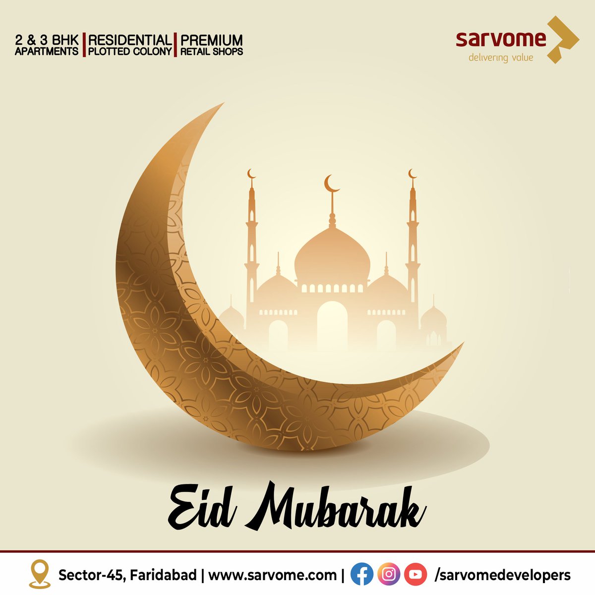 SarvomeD's tweet photo. #Sarvome wishes you all a very Happy Eid al-Fitr !!

#eid #eidmubarak #ramadan #happyeid #sarvomegroup #shreehomes #highstreet45 #gokulam #gokulambysarvome https://t.co/d5nGOJH1Pe