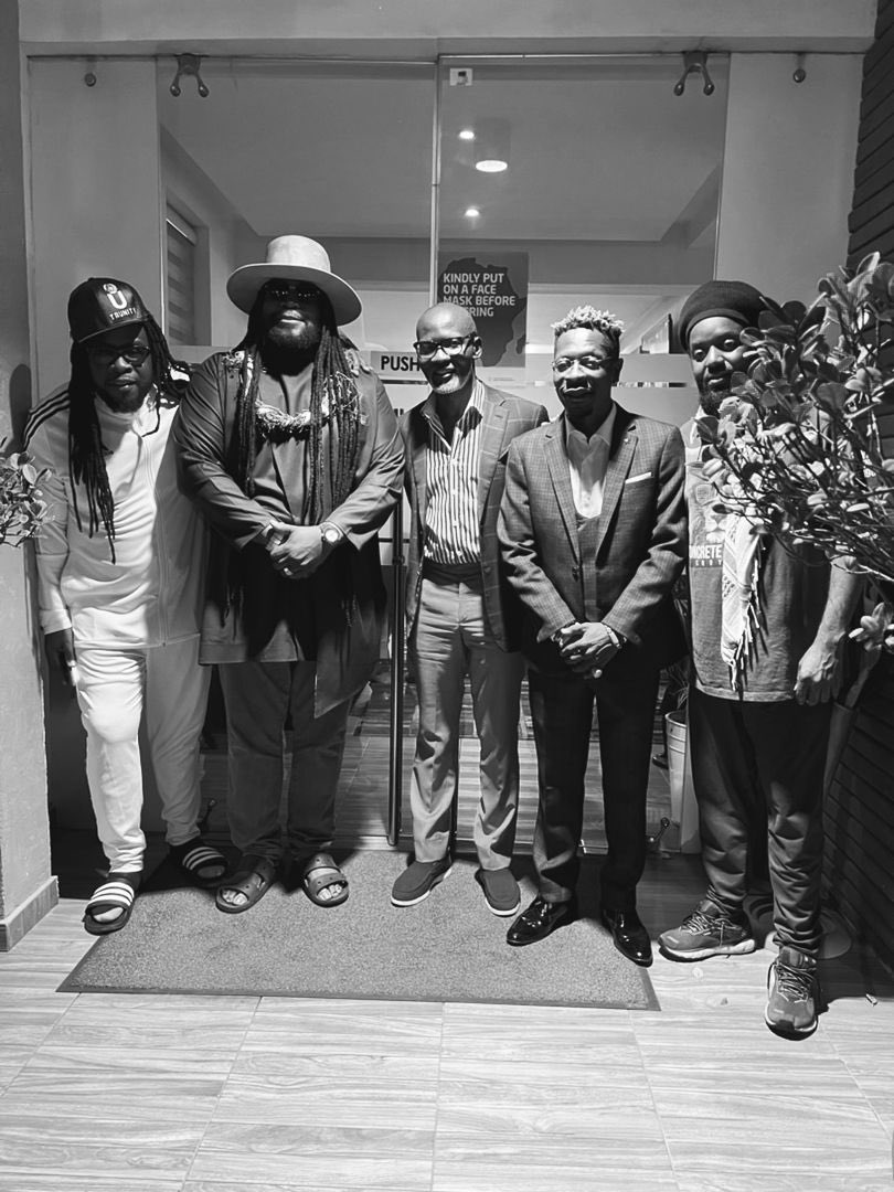 GabbyDarko's tweet photo. I had a great surprise visit on my birthday, Thursday, from @mojomorgan and @grampsmorgan of @morganheritage, courtesy of my good friend @shattawalegh just hours before their latest album, their “World Music” album titled The Homeland was released globally. The Morgan Heritage album, featuring a dozen artistes across Africa, combines multiple sounds of Africa with the sounds of Jamaica on a first of its scale Afro-Fusion album. It is a unifying masterpiece of creativity and a dynamic ingenuity of soft power. It is bound to be a global hit. I recommend all the tracks to your ears for your listening pleasure and conscious nourishment! Enjoy!