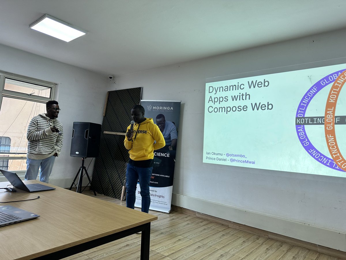 wangerekaharun's tweet image. @otsembo_  &amp;amp; @PrinceMwai  talking about Compose for Web at #KotlinConfGlobal Nairobi edition at @moringaschool 

@254androiddevs @kotlinkenya
