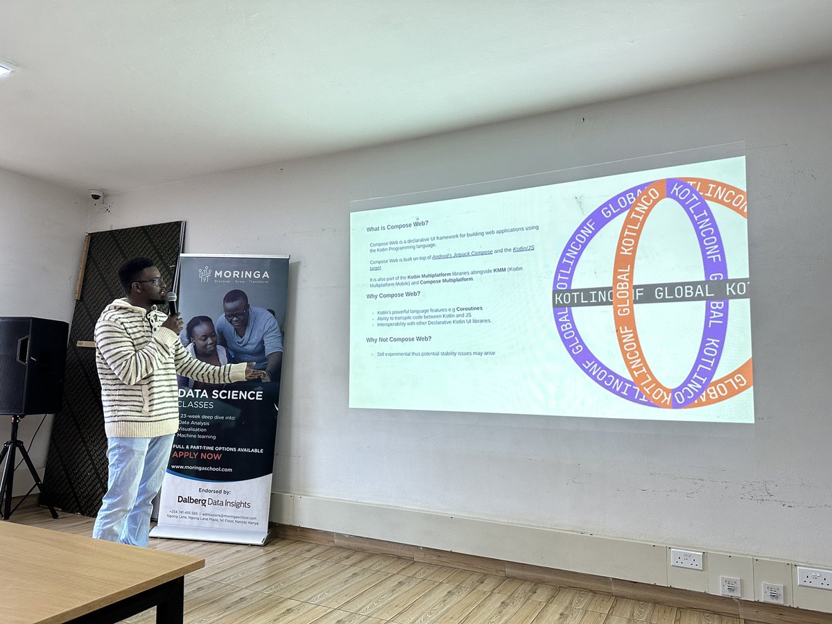 wangerekaharun's tweet image. @otsembo_  &amp;amp; @PrinceMwai  talking about Compose for Web at #KotlinConfGlobal Nairobi edition at @moringaschool 

@254androiddevs @kotlinkenya