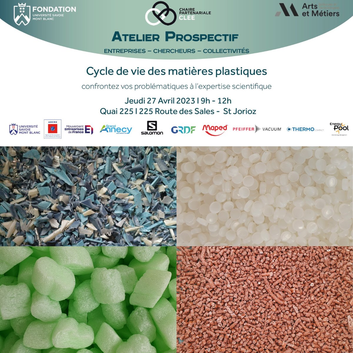 L’institut Arts et Métiers de Chambéry participe à une matinée de réflexion organisée par la <a href="/FondationUSMB/">FondationUSMB</a> sur l’usage du plastique, pour lever les idées reçues et favoriser la circularité !

📅 RDV jeudi 27 avril de 9h à 12h, Quai 225 à St Jorioz 

👉 lnkd.in/dUF9u-5