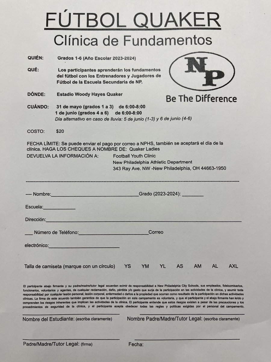 mrj_nphs's tweet photo. Attention future Quaker Football players: youth clinic is coming up and registration forms have been sent home! 

Go Quakers! https://t.co/jYHzwEfORj