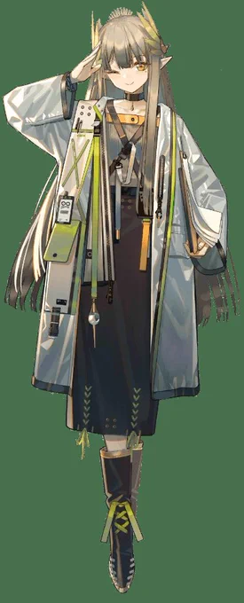 ミュルジスの新規立ち絵よく見るとかなり強引にアーツユニットと傘持たせてるのめちゃくちゃ面白いいやマジで強引すぎでしょ 
