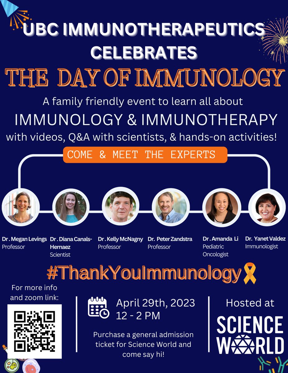 Only one week until #DayOfImmunology and our #ThankYouImmunology event @scienceworldca !! Follow this space for daily updates on exciting activities we have planned for you, your family and friends🥳 @iuis_online @EFIS_Immunology @CityNewsVAN @GlobalBC