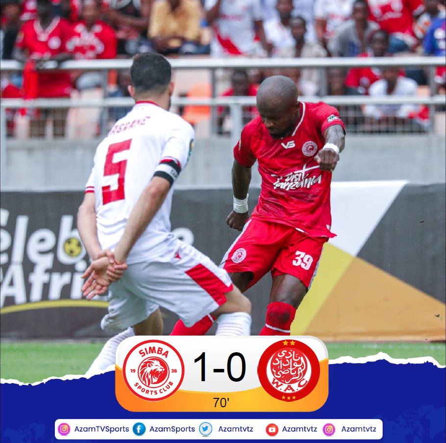 azamtvtz's tweet photo. 70': #RoboFainaliCAFCL Simba SC bado anashikilia uongozi.
Simba SC 1-0 Wydad AC
LIVE #ZBC2 kwa Tanzania pekee.
#LigiyaMabingwa #SimbaWydad #1stLegQuaterFinal #RoboFainali #CAFCL #ZBC2Updates https://t.co/1Vin7Aqvi7