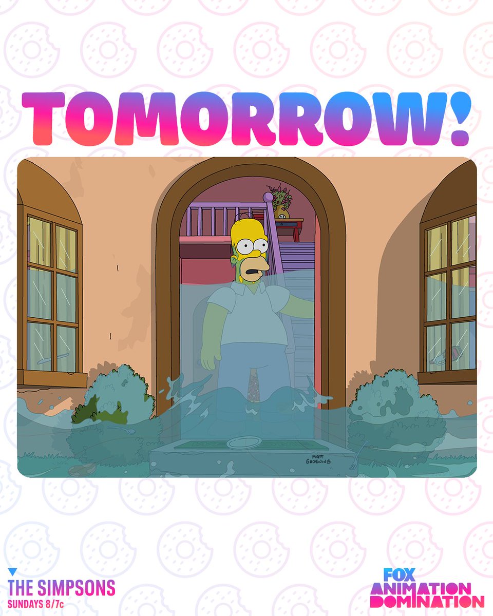 TheSimpsons's tweet photo. Tomorrow will be flooded with a new episode of The Simpsons at 8/7c! 🌊 https://t.co/lF6q3UURDL
