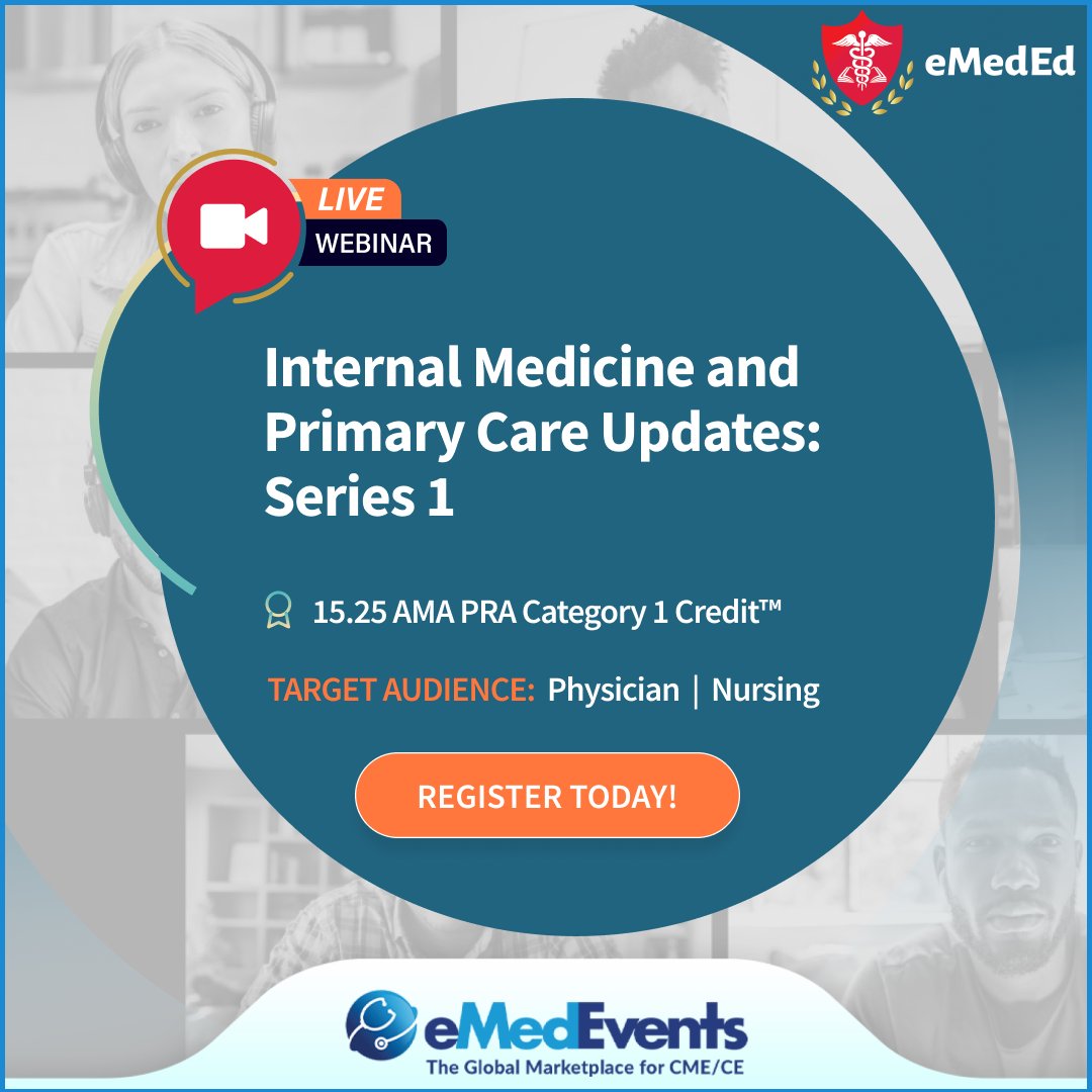 eMedEvents's tweet photo. Get the CME credits you need for your state medical board license renewal and expand your knowledge of core primary care areas with this series of courses.
Register now: https://t.co/gWbEfJp3eT
#InternalMedicine #PrimaryCare #CME #CourseBundle #Updates #PatientCare https://t.co/o7XE48pCjE