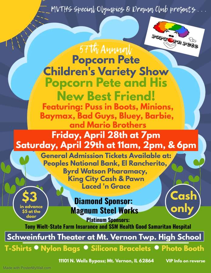 PopcornPeteShow's tweet photo. Be sure to get your tickets because advance ticket holders get to enter 30 minutes before the show! Tickets purchased in advance only cost $3 each, but will cost $5 at the door. Kids will get to sing along, dance in their seats, and engage with characters during the show! https://t.co/fXTcWeRxDc