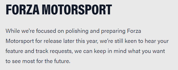 AR12_Nick's tweet photo. Forza Motorsport is officially in the "polish" stage of development according to the developers and is still set to launch later this year. 

We'll probably see new gameplay in June. https://t.co/hlq64nF1cV