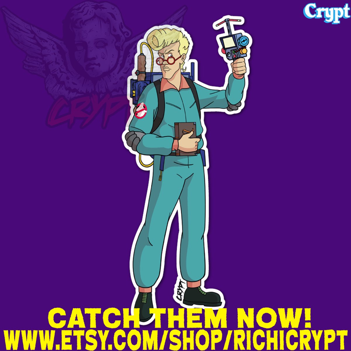 ATTENTION STICKER HEADS! the new #Ghostbusters  is for everyone" #Pride2023  Proton-Pack sticker is making it's debut!
Real Ghostbusters Egon is back in stock!
Get them both now in the shop! etsy.com/shop/RichiCrypt