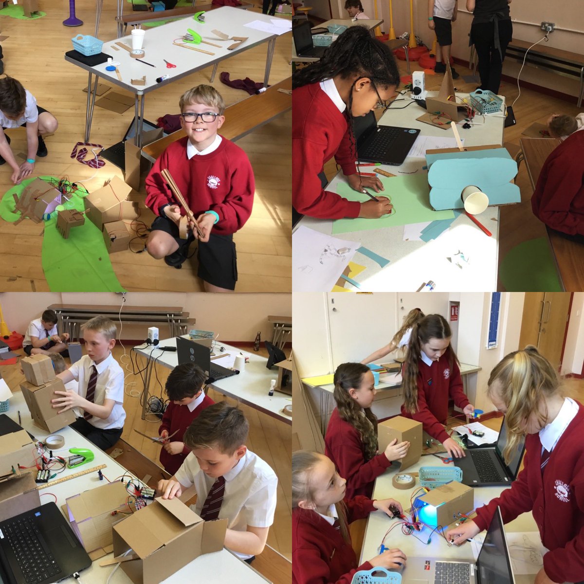 challockprimary's tweet image. Our Y6 had a fantastic @UCanTooTech #physicalcomputing and DT day led by @SuAdamsEdIT, designing and creating #crazygolf holes using Crumbles to sense the ball and causing motors to respond! @RedfernElec @CodeClub @RaspberryPi_org @iconlearningict @CompHubKent @WeAreComputing