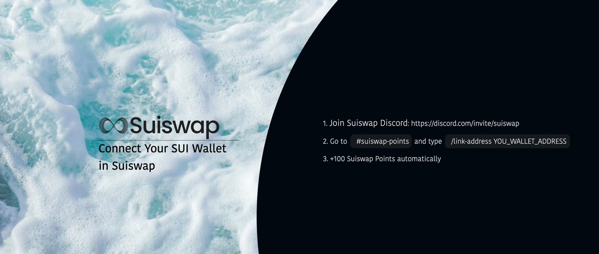 2. Suiswap's Journey to Mainnet Join our Discord & connect your wallet for the testnet airdrop test & mainnet airdrop. Get: 1. Testnet & mainnet airdrops 2. 100 Suiswap Points 3. Access to on-chain events. Follow image steps to connect wallet.