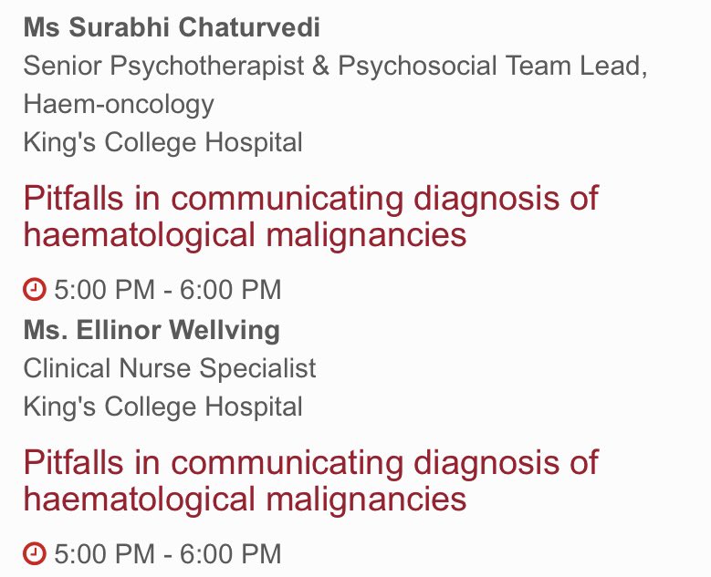 If you’re at #bsh2023 come join us as we talk about “Pitfalls in communicating diagnosis of haematological malignancies” <a href="/BritSocHaem/">BSH - Haematology</a>