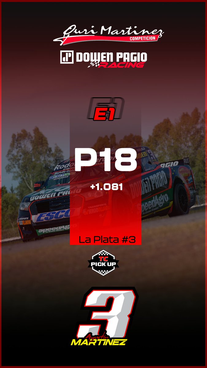 gmartinezcomp's tweet photo. Entrenamiento 1 en la Fecha 3 de las TC Pick UP🏁🏁
@Agusmartinez_9  @guriomar1 https://t.co/Jh3xuNtBBg