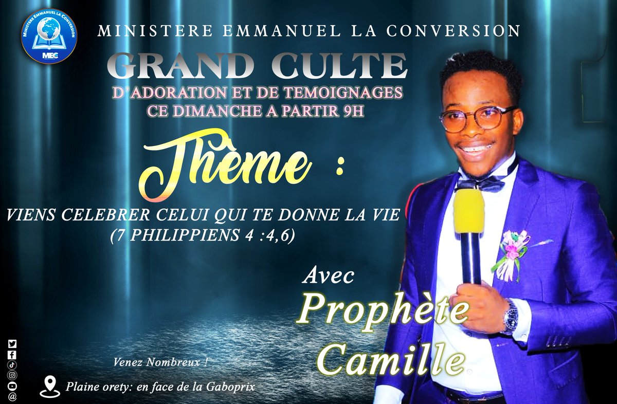 la_conversion's tweet photo. 🔴GRAND CULTE D'ADORATION ET DE TÉMOIGNAGES 

CE DIMANCHE À PARTIR DE 9H00

THÈME : VIENS CÉLÉBRER CELUI QUI TE DONNE LA VIE
(7Philippiens 4:4, 6) https://t.co/jTw8TSGJxO