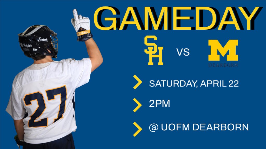 It’s GAMEDAY!!!! Saints are on the road today for their last conference game. They are taking on UofM Dearborn at their place @ 2pm. Let’s GOOOO💫 #TheHeights