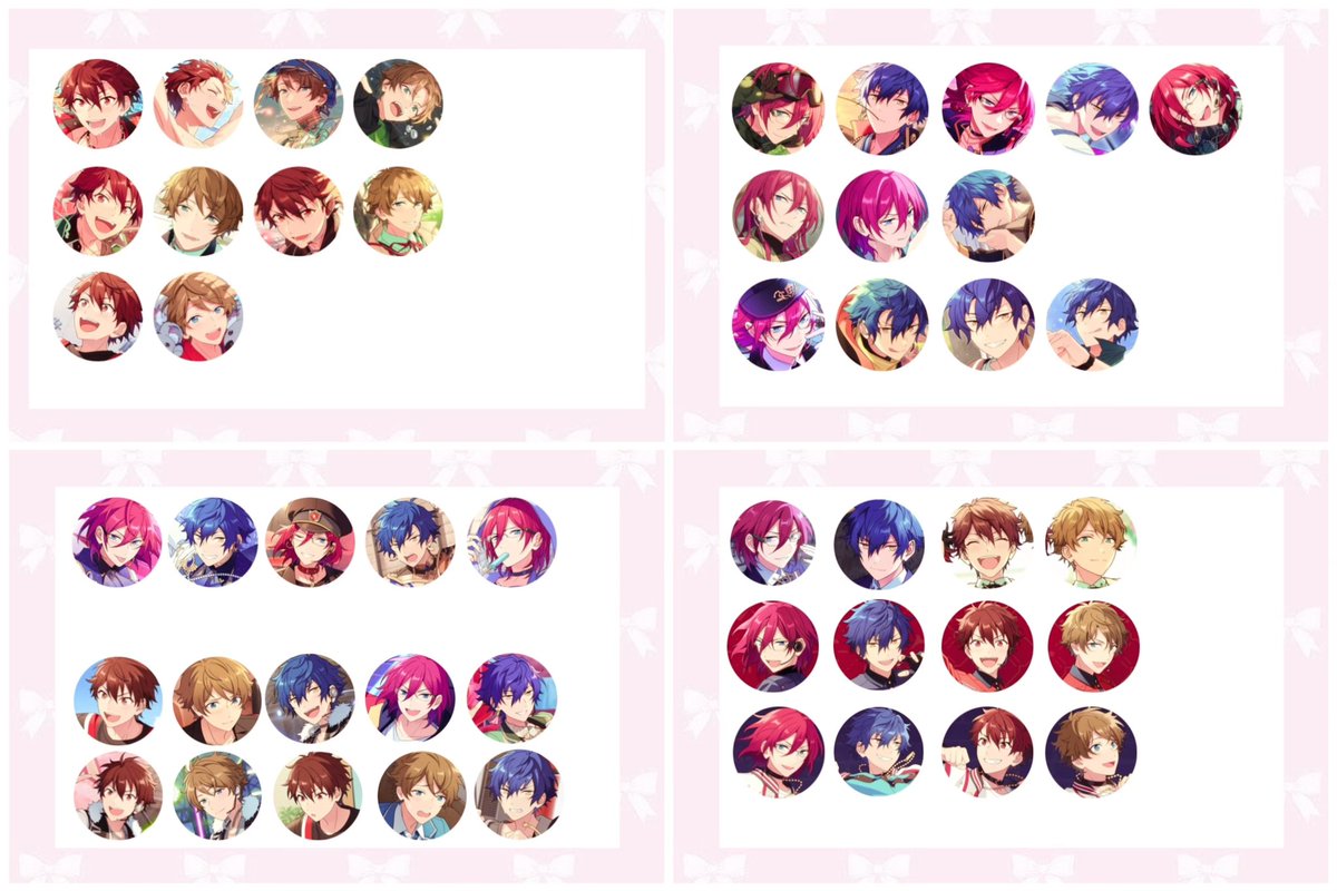 Ibrchan_'s tweet photo. 𓊆 交換 譲渡 𓊇
あんスタ フィーチャー 2 2022 summer 缶バッジ

譲⇒Idol￤なずな4 奏汰13(3) 創13(2) 燐音8 友也13 宗13 藍良13 零10
       Casual￤司3 なずな3 マヨイ2 HiMERU3 零2 藍良3 宗3 友也3 紅郎3

求め⇒茨(i＞c)￤画像4枚目￤定価(＋送料)

⇒ https://t.co/DZgPgColNu