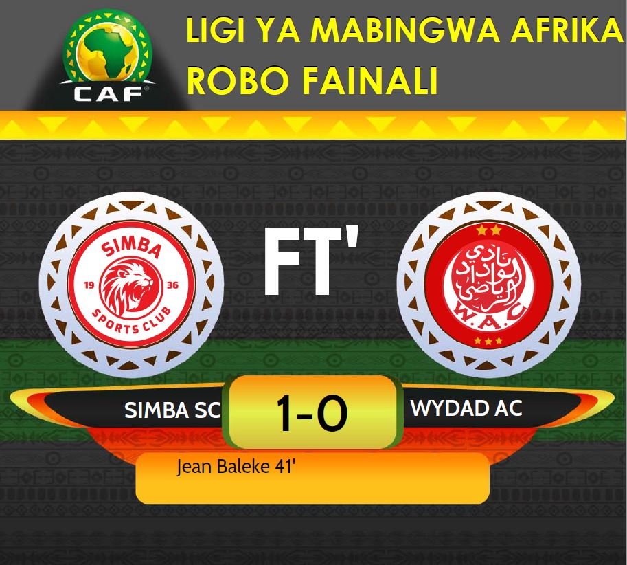 azamtvtz's tweet photo. MATOKEO: Robo Fainali #CAFCL, kama kawaida ya 'Mnyama' Simba SC anaondoka na ushindi dhidi ya Bingwa Mtetezi wa Kombe la Ligi ya Mabingwa Afrika
FT: Simba SC 1-0 Wydad AC
#LigiyaMabingwa #SimbaWydad #1stLegQuaterFinal #RoboFainali #CAFCL #ZBC2Updates https://t.co/c5cFMnfqlM