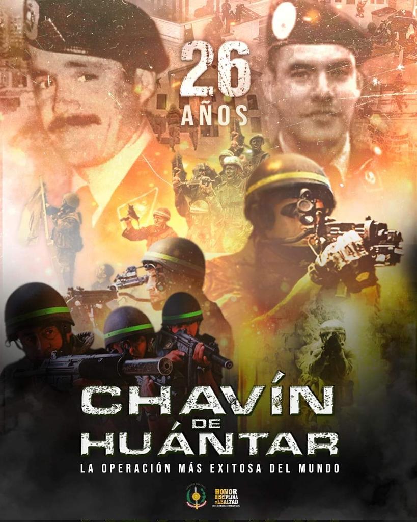 AlexChHuantar's tweet photo. FELIZ 26 ANIVERSARIO de la Operación Militar de Rescate de Rehenes más exitosa en la historia mundial CHAVÍN DE HUÁNTAR, mi reconocimiento a mis Hermanos Chavines q pusieron el pecho y se la jugaron por el Perú. Gloria eterna a nuestros héroes Valer y Jiménez. VIVA EL PERÚ🇵🇪❤🇵🇪 https://t.co/cIdyLyLbwb