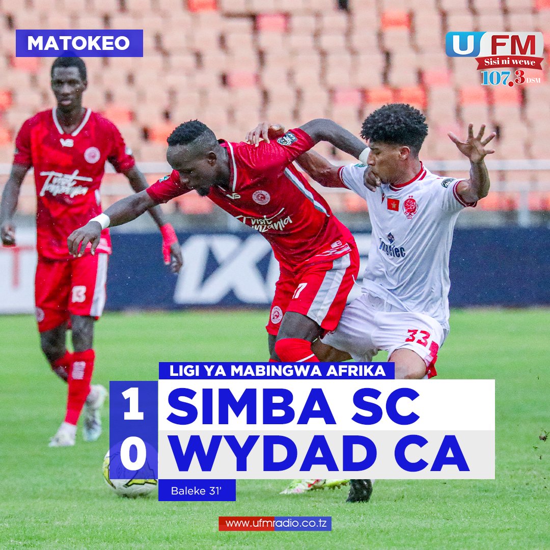 ufmradiotz's tweet photo. #CAFCL Mchezo umemalizika kadika dimba la Benjamin Mkapa, Mnyama Simba ametanguliza mguu mmoja mbele kutinga nusu fainali ya Ligi ya Mabingwa Afrika.
Tupo #LIVE kwenye YouTube channel ya UFMRADIOTZ na 107.3 UFM Radio.
#UFMUpdates #LigiyaMabingwa #CAFCL #SimbaWydad https://t.co/EW1xEvjWqm