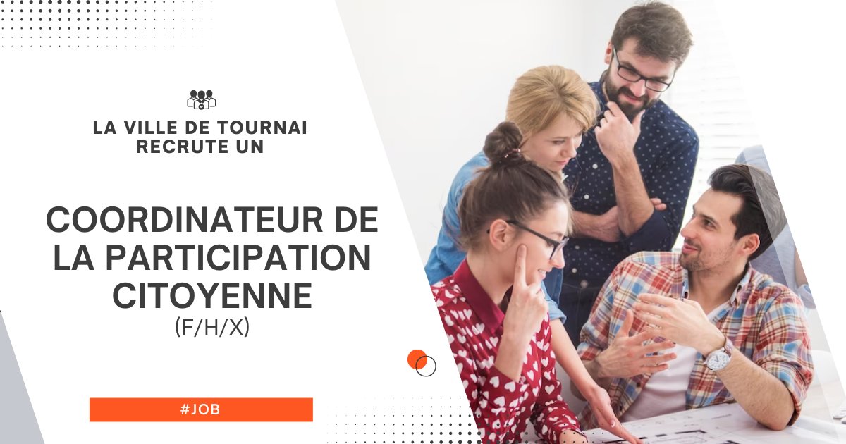 On #recrute un coordinateur de la participation citoyenne (F/H/X) affecté à la Division citoyenneté. #Tournai #Job #Emploi tournai.be/emploi/la-vill…