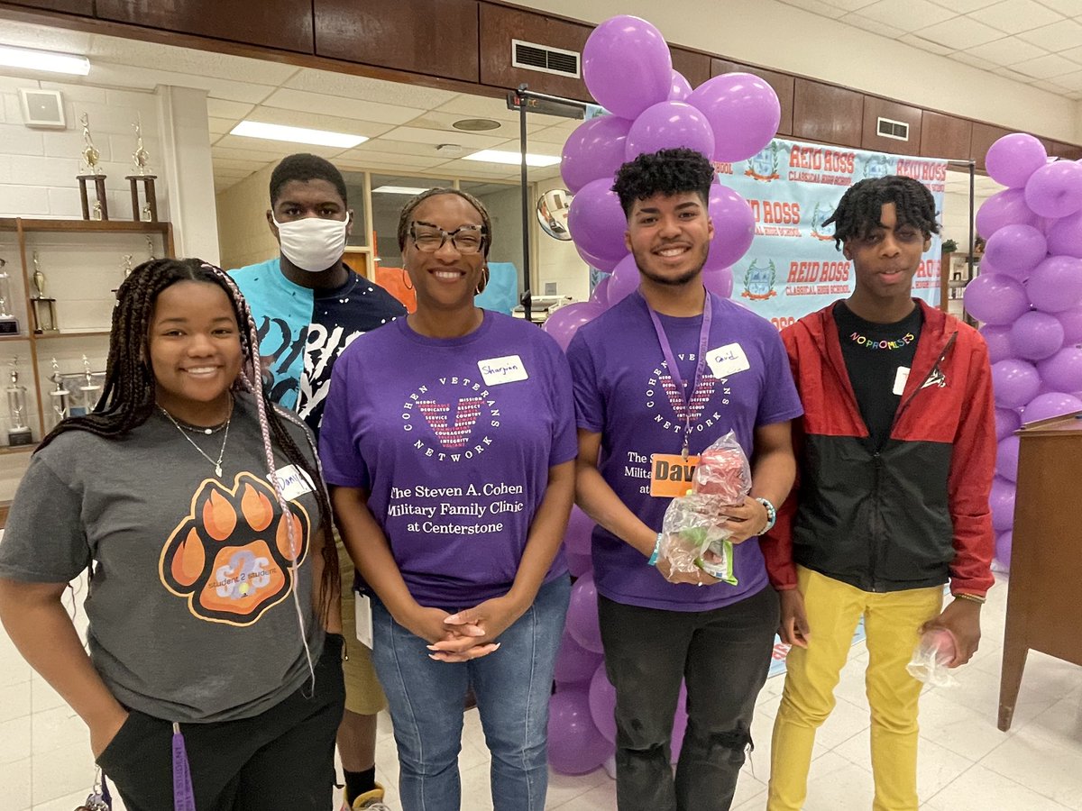 ReidRossCougars's tweet photo. The @ReidRossCougars’ staff and students celebrated our military students this week. #Student2Student #PurpleUp 💜💜 https://t.co/XqWL0dfVjW