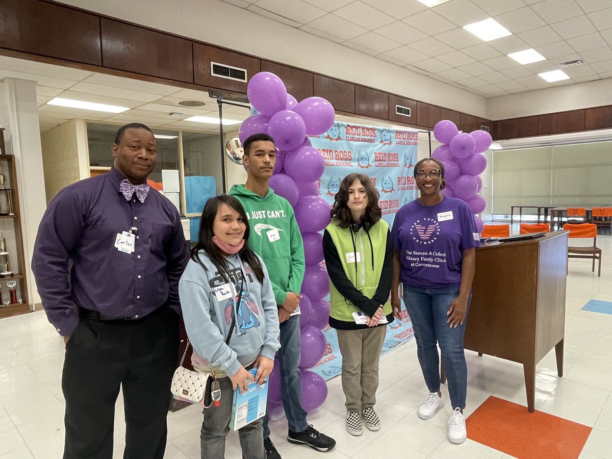 ReidRossCougars's tweet photo. The @ReidRossCougars’ staff and students celebrated our military students this week. #Student2Student #PurpleUp 💜💜 https://t.co/XqWL0dfVjW