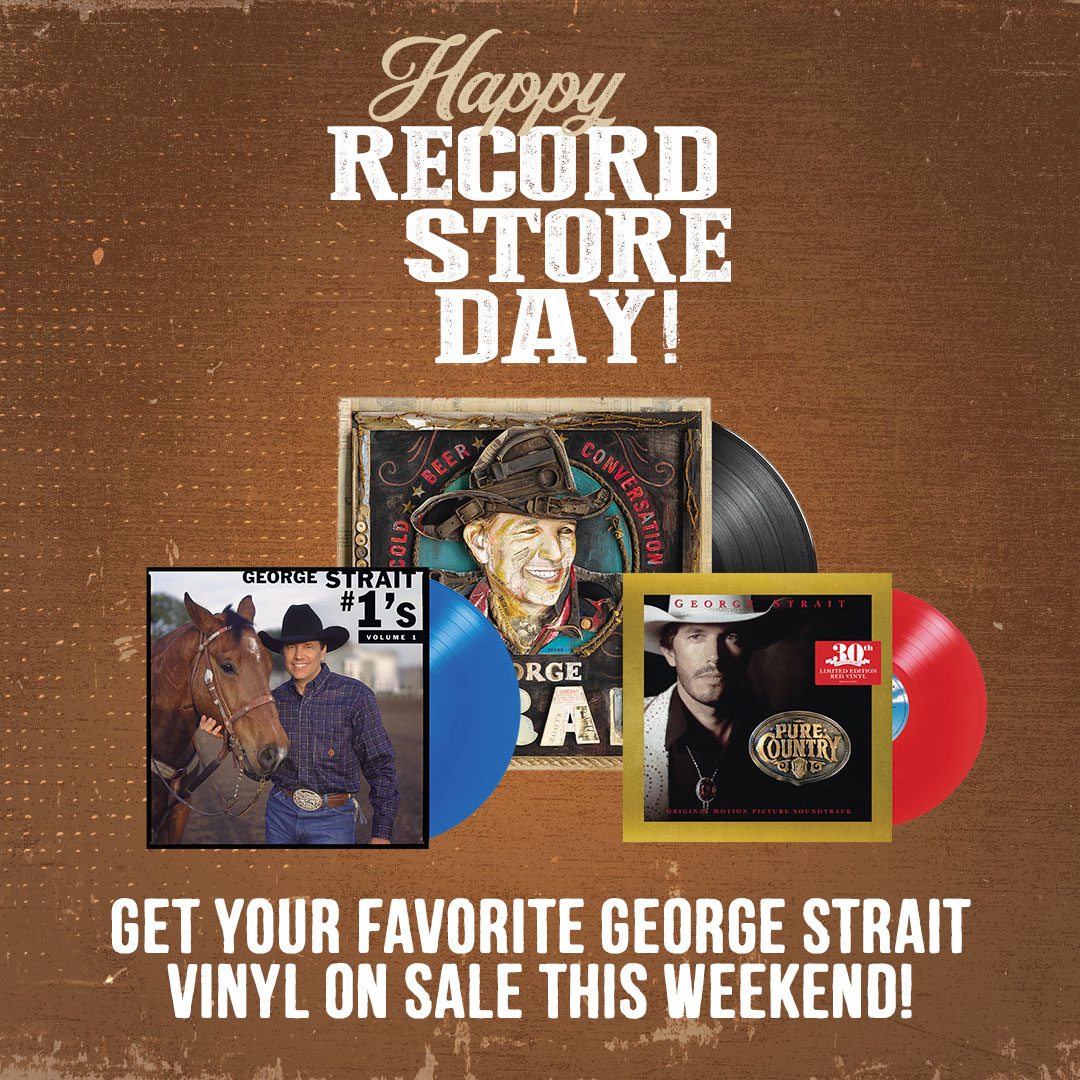 GeorgeStrait's tweet photo. Join us in celebrating #RecordStoreDay by picking up some of your favorite George Strait vinyl on sale this weekend! 

Shop here: https://t.co/MI96OFSSug https://t.co/kGteVti3PG