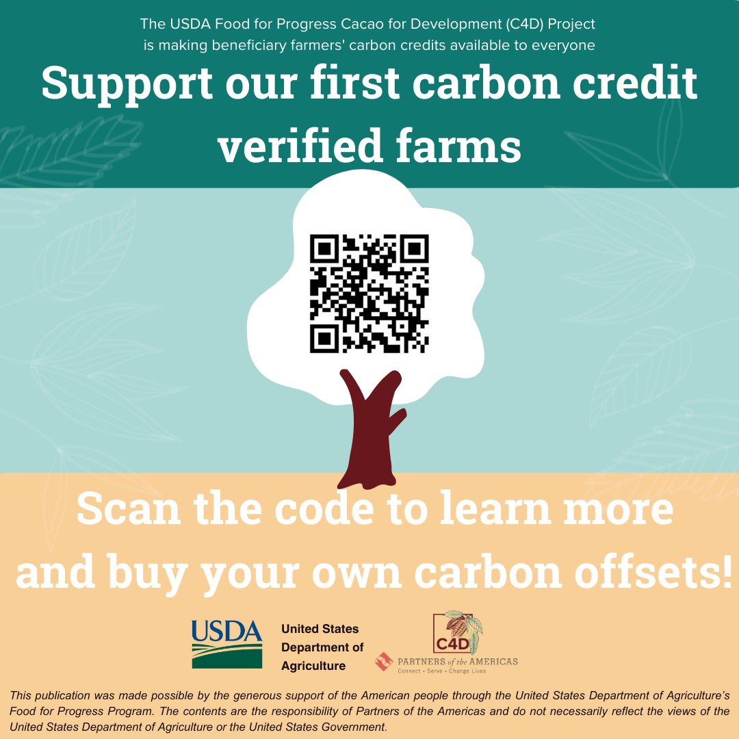 JohnRMcPhail's tweet photo. On this #EarthDay, @PartnersAmerica's @C4DColombia project invites you to learn more about its carbon strategy to strengthen the sustainability of Colombia's cacao sector.

You can now purchase the 1st verified carbon credits directly from #C4D farmers! @USDAForeignAg @fcataruben https://t.co/AcSy7YsdoW