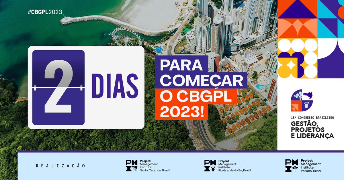 cbgpl_pmi's tweet photo. Quem já está em Balneário?! 🤩

✅ Confira a programação completa no site:
https://t.co/PURacVKjdN

🔔ÚLTIMA CHANCE para garantir sua vaga no CBGPL 2023!
https://t.co/uSpquDL3Jk

#cbgpl #cbgpl2023 #gestao #projetos #lideranca #pmi #pmirs #pmisc #pmipr #balneariocamboriu #workshop https://t.co/xlwsmy6VKB