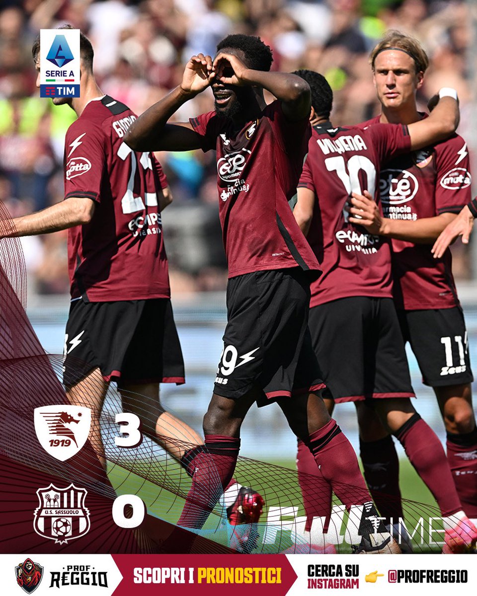 OfficialUSS1919's tweet photo. FULL TIME
Salernitana - Sassuolo 3 - 0

#SalernitanaSassuolo #macteanimo #forzagranata #uss1919

#IPronosticiCheNonVorraiPerderti #ad https://t.co/JmMHMbU23K
