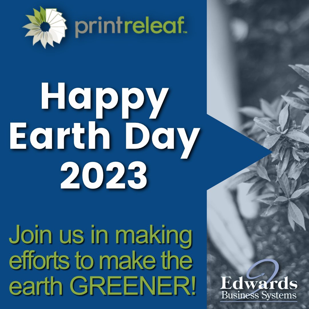 Happy #EarthDay!
EBS proudly partners with Print Releaf to make the world GREENER!
For every 8,333 letter pages counted (average paper/tree), Print Releaf automatically purchases 1 tree to plant at a location of company's choosing to offset paper consumption with reforestation.
