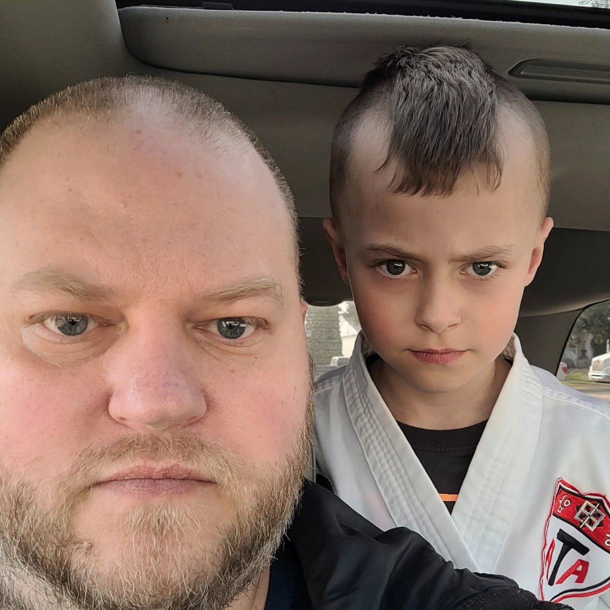 stevestred's tweet photo. The three stages of listening to the new Johnny Booth song before Tae Kwon Do! #johnnybooth https://t.co/ulC2c2oEQZ